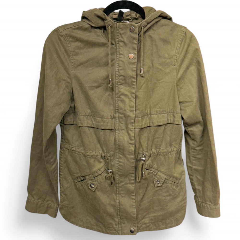 H&M Divided Olive Green Utility Parka Jacket with Hood, Size XS - Picture 2 of 7